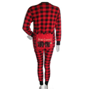LAZY ONE Union Suit, M, Bear Cheeks Flap Jack, Buffalo Plaid, Red/Black, cotton